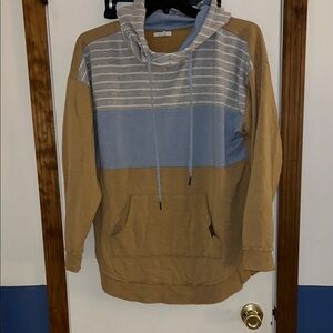 Maurices Women's Hoodie with Tan and Blue Stripes